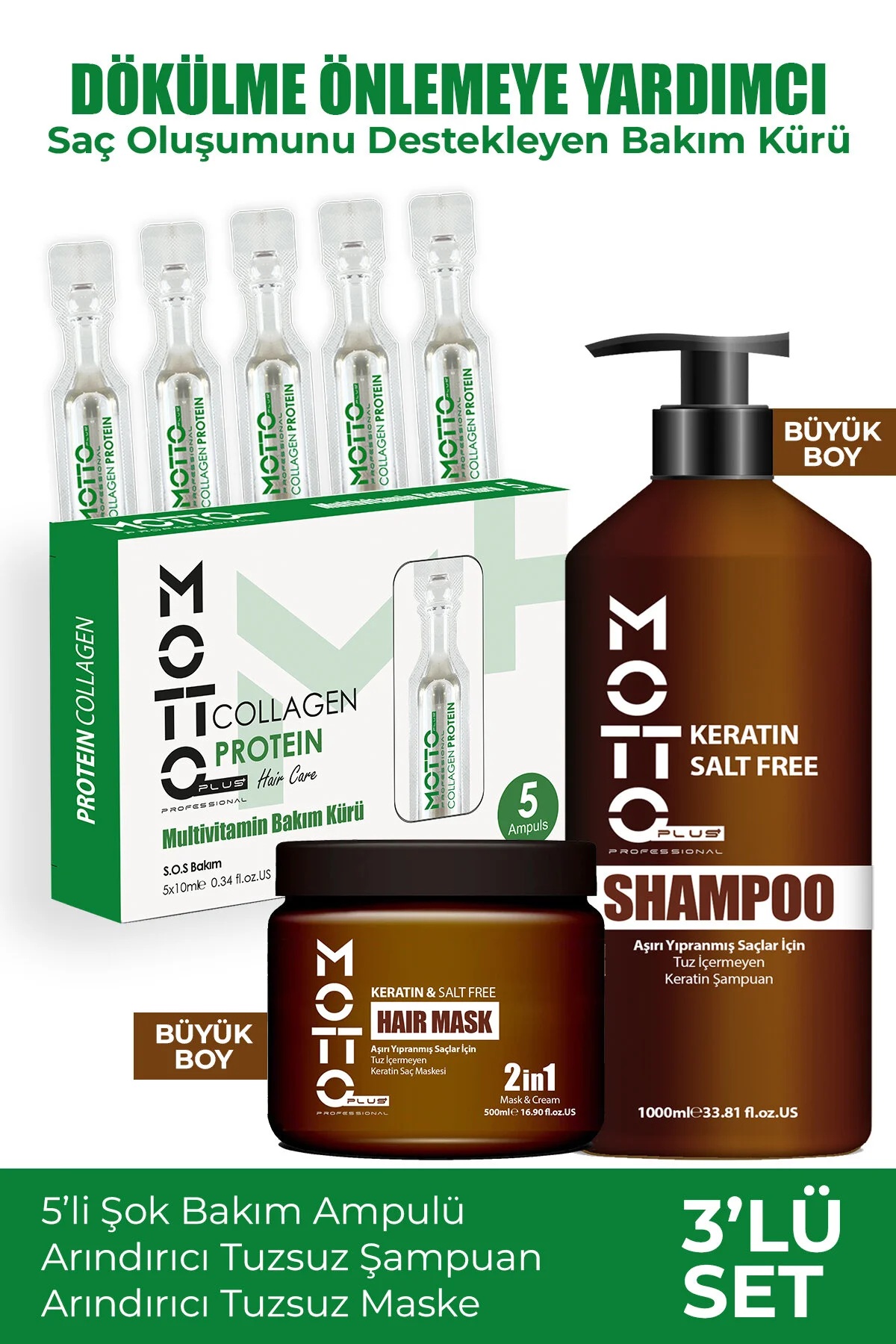 3'lü Set Dökülme Önleyici ve Saç Oluşumunu Destekleyen Şok Bakım Seti